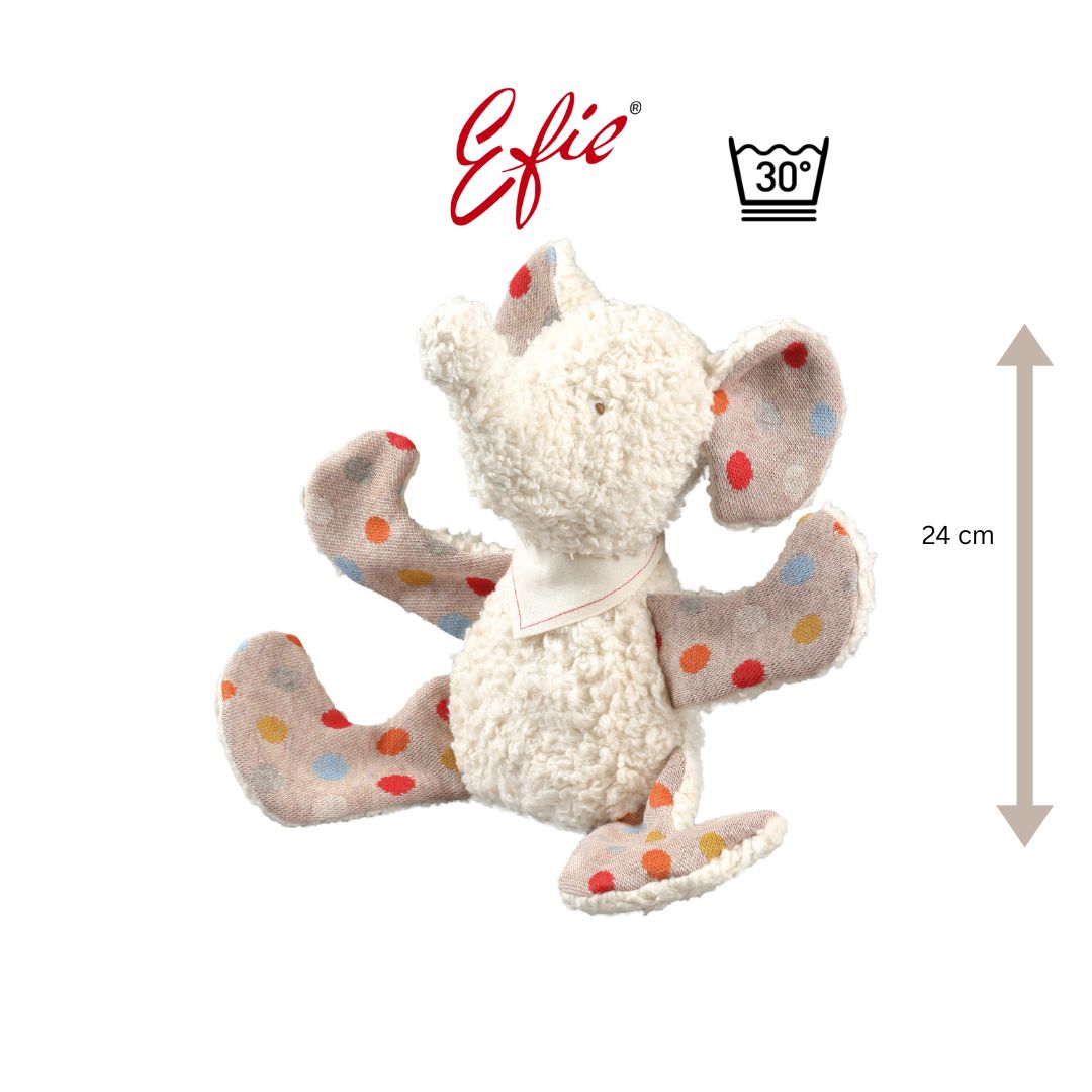 Efie Spiel & Kuscheltier Elefant, Punkte, kontrolliert biologischer Anbau (organic), Made in Germany