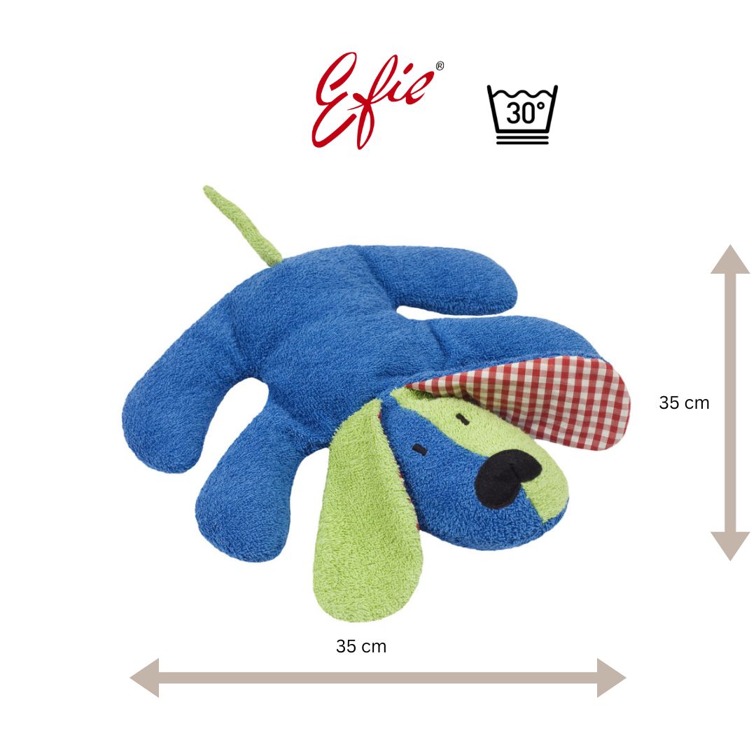Efie Spiel & Kuscheltier Hund blau, kontrolliert biologischer Anbau (organic), Made in Germany