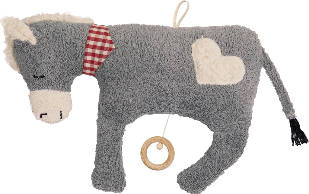 Efie Spieluhr Esel, Herz Applikation, kontrolliert biologischer Anbau (organic), Made in Germany Efie Spieluhr Esel, Herz Applikation, kontrolliert biologischer Anbau (organic), Made in Germany