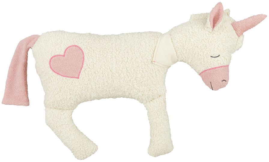 Efie XL Einhorn mit Herz, Spieltier und Kuschelkissen, kontrolliert biologischer Anbau (organic), Made in Germany