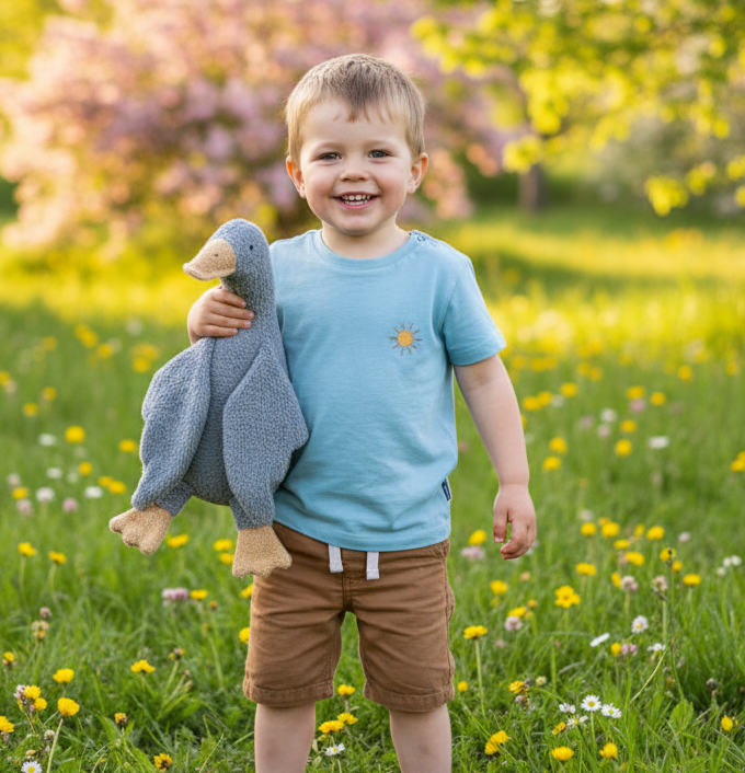 Efie Kuscheltier Gans groß grau, kontrolliert biologischer Anbau (organic), Made in Germany