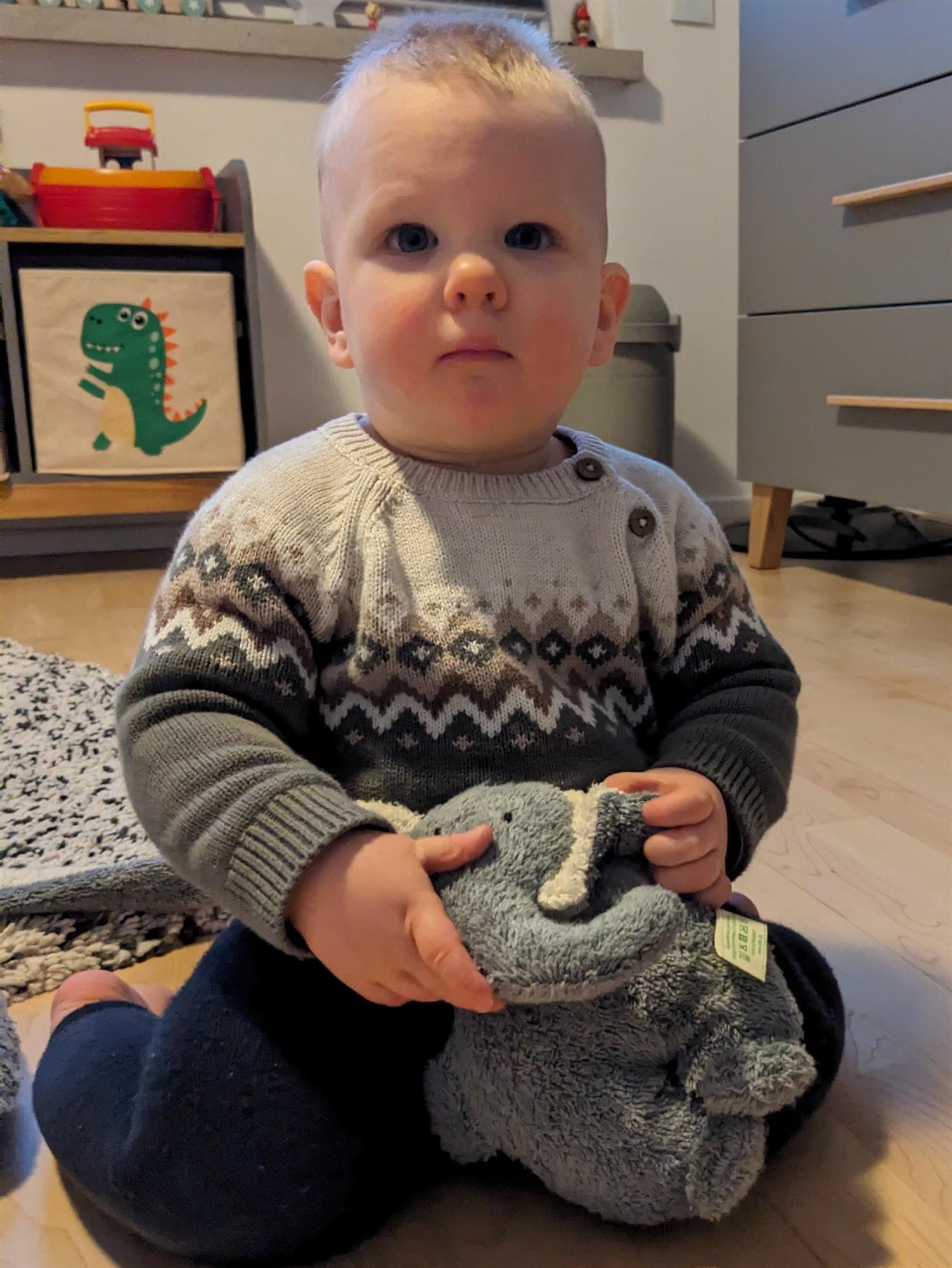 Efie kleiner Elefant grau, Kuscheltier, kontrolliert biologischer Anbau (organic), Made in Germany