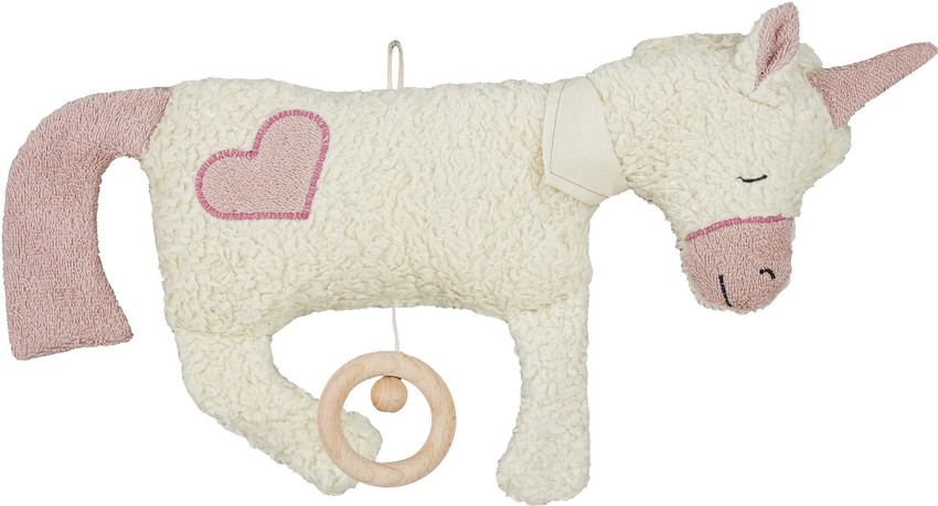 Efie Spieluhr Einhorn, Herz Applikation, kontrolliert biologischer Anbau (organic), Made in Germany
