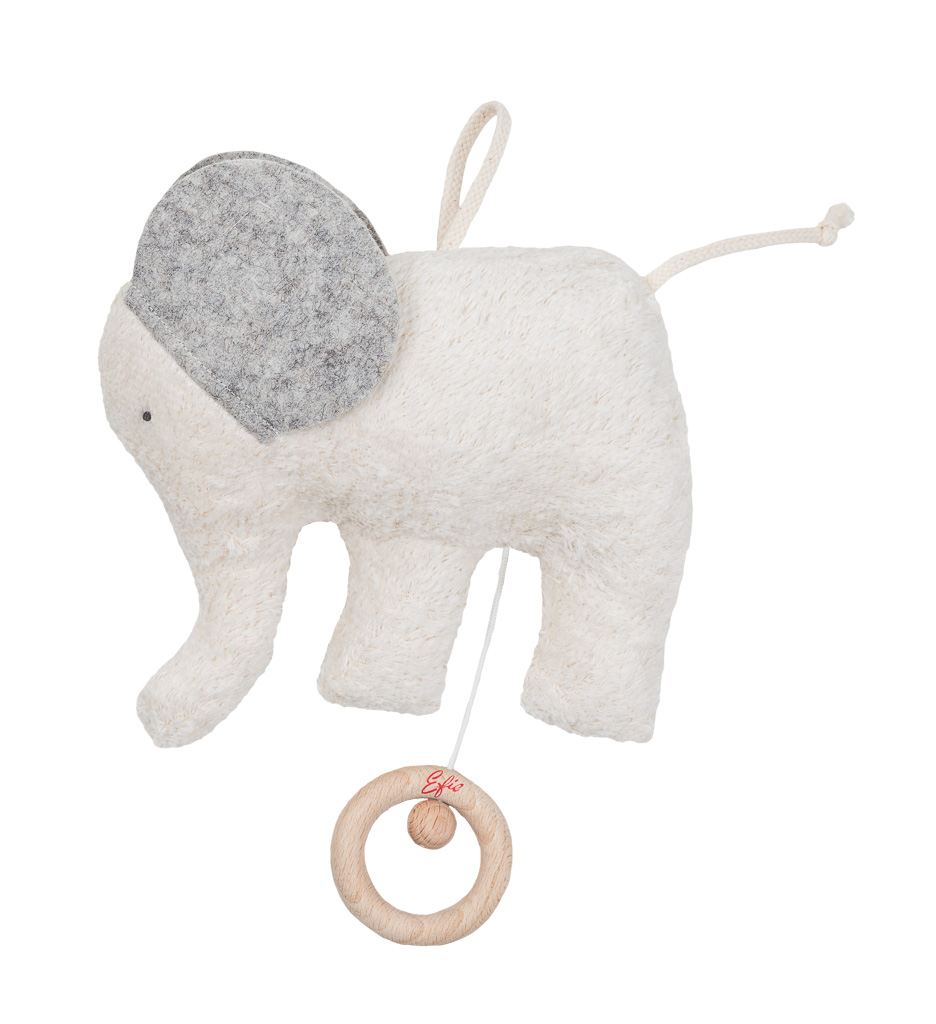 Efie Spieluhr Elefant Filz, kontrolliert biologischer Anbau (organic), Made in Germany Efie Spieluhr Elefant Filz, kontrolliert biologischer Anbau (organic), Made in Germany