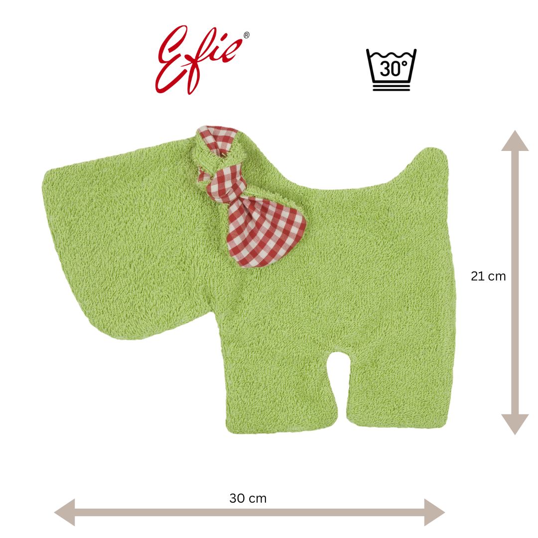 Efie Schmusetuch Hund grün, kontrolliert biologischer Anbau (organic), Made in Germany