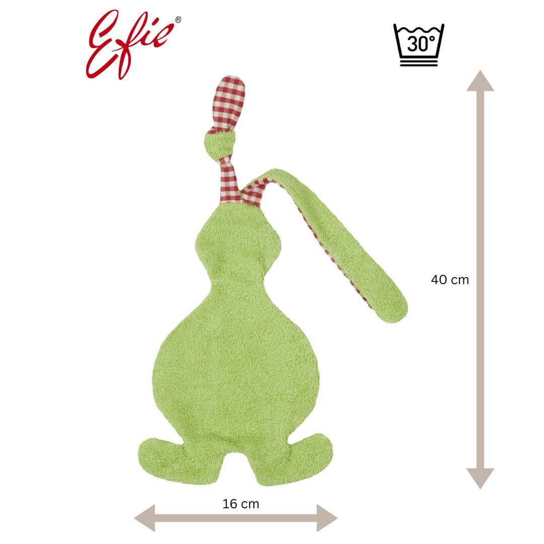 Efie Schmusetuch Hase  grün, kontrolliert biologischer Anbau (organic), Made in Germany