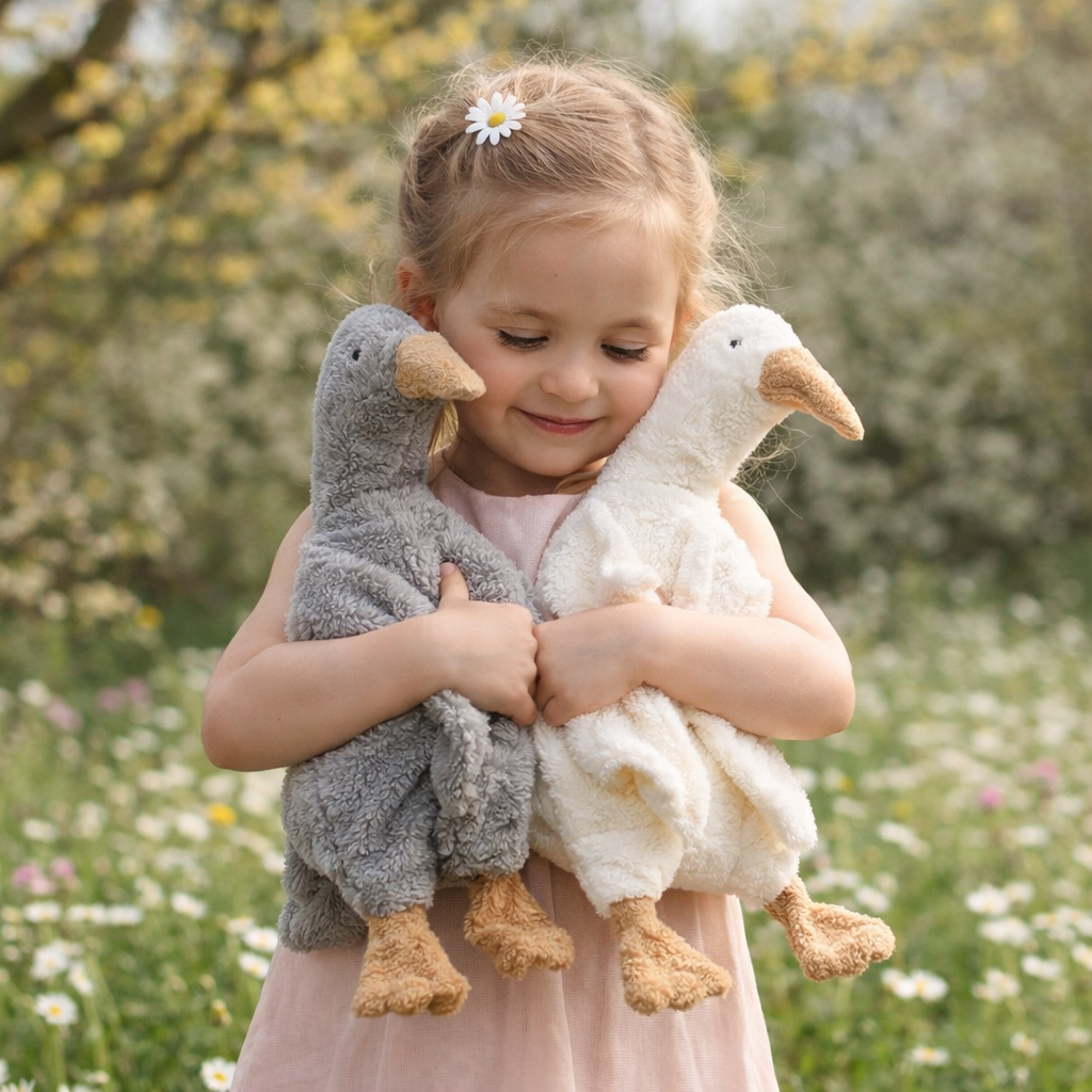 2er Set Efie Kuscheltiere Gänse groß, grau +  weiß, kontrolliert biologischer Anbau (organic), Made in Germany