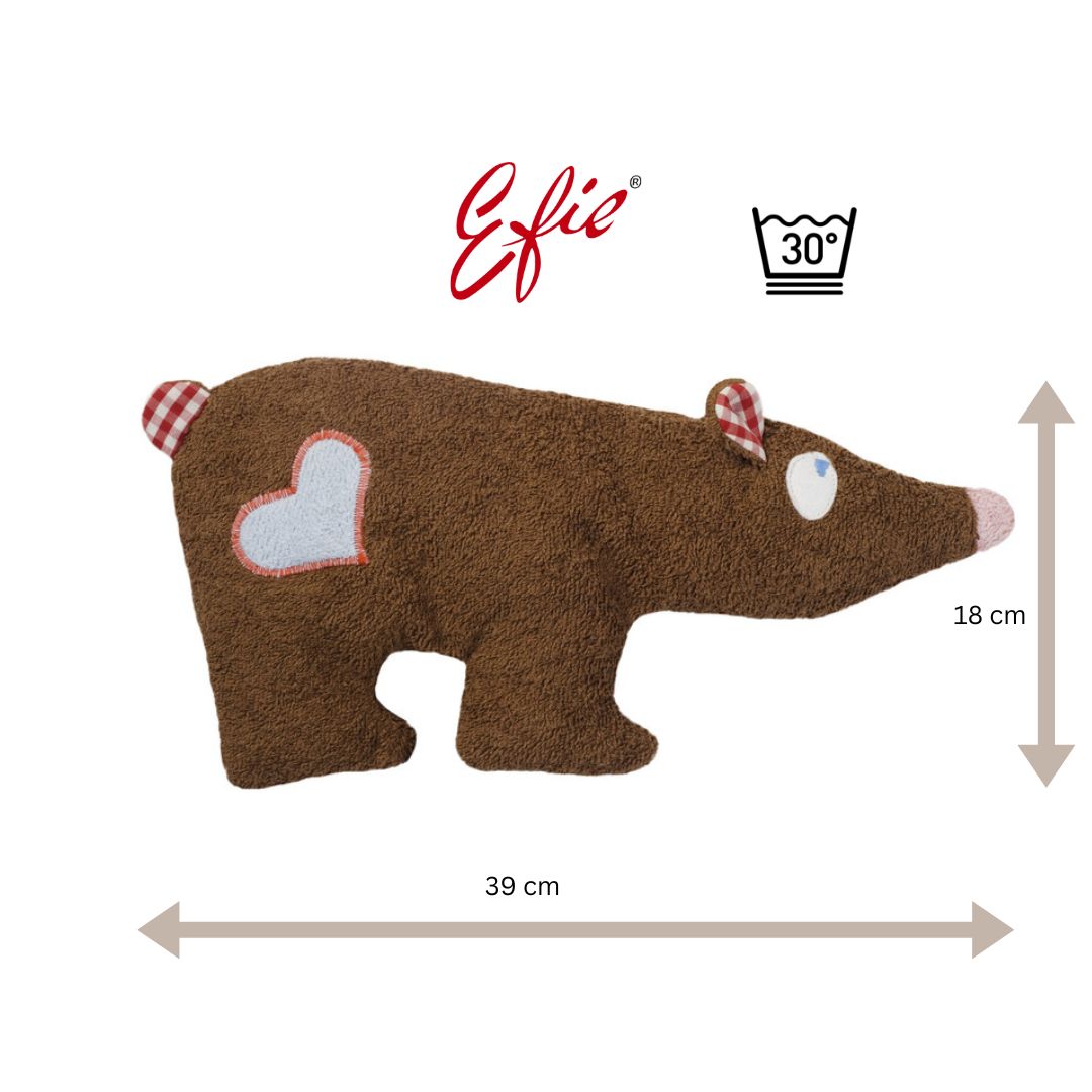 Efie Spiel & Kuschelkissen, Braunbär, kontrolliert biologischer Anbau (organic), Made in Germany